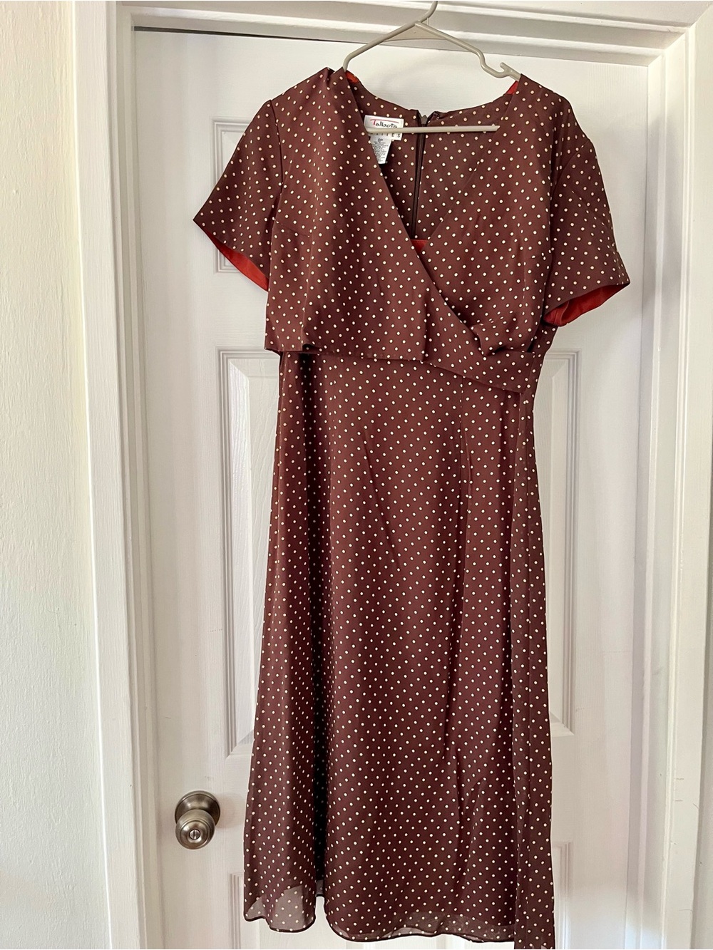Talbots Brown and White Polka Dot Midi Dress